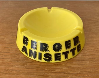 Anisette Berger ashtray round yellow opalex French vintage opalex yellow ashtray