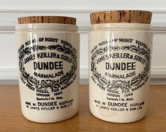 Pot de confiture anglaise James Keiller Dundee grès ancien English marmalade earthenware pots