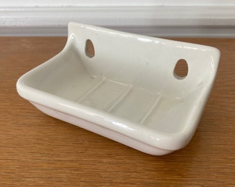 French cream earthenware soap dish vintage earthenware soap dish