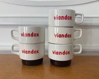 Tasses VIANDOX Moulin des Loups Orchies lot de 5 French vintage VIANDOX Moulin des Loups 5 cups