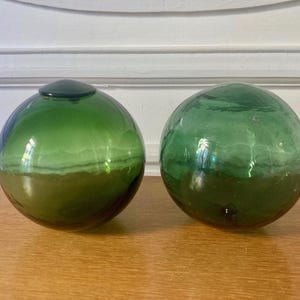 Ancienne Bouteille Boule Flotteur Dame Jeanne Verre Vert Vintage