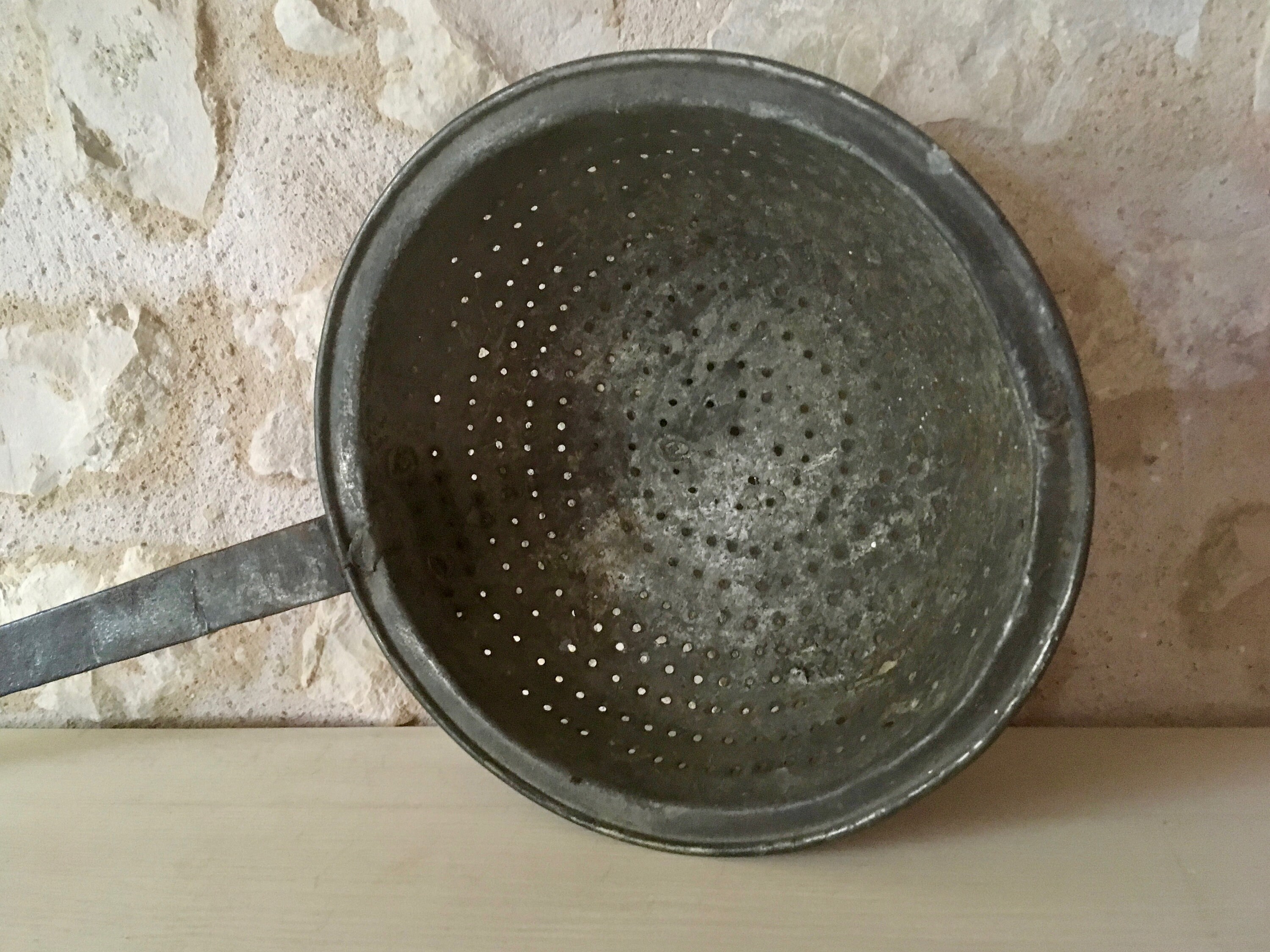 Ecumoire Passoire Manche en Fer Forgé Grand Modèle Cuisine French Vintage Large Cast Iron Handle Ski