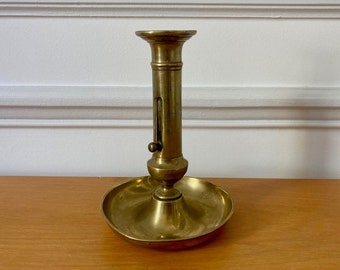 Bougeoir rat de cave laiton à coulisse ancien French vintage brass candlestick