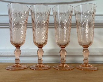 Flutes champagne coupes verre rose Rosaline French vintage pink champagne flutes glasses