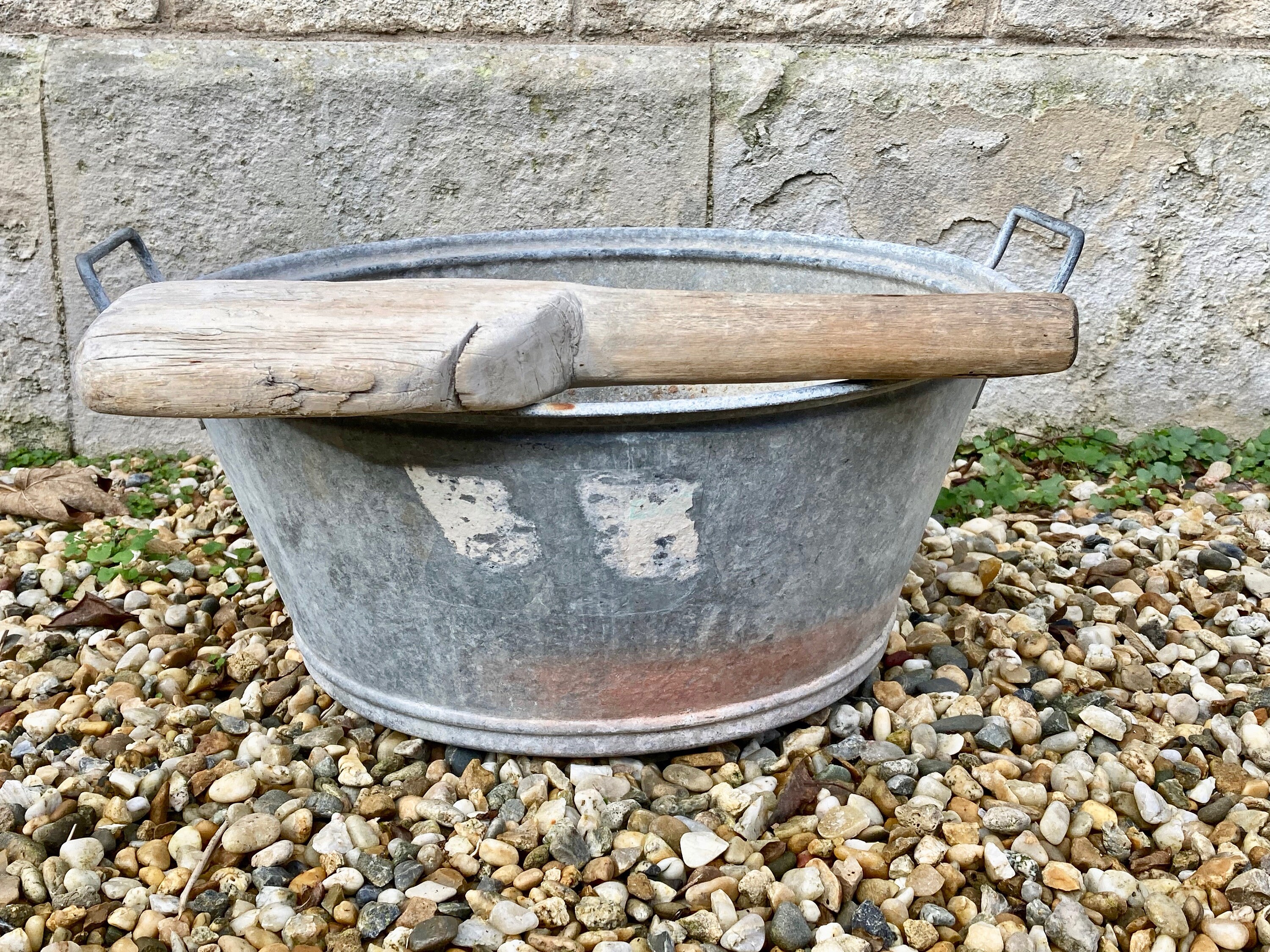 Bassine en Zinc Décoration de Jardin French Vintage Outdoor Basin