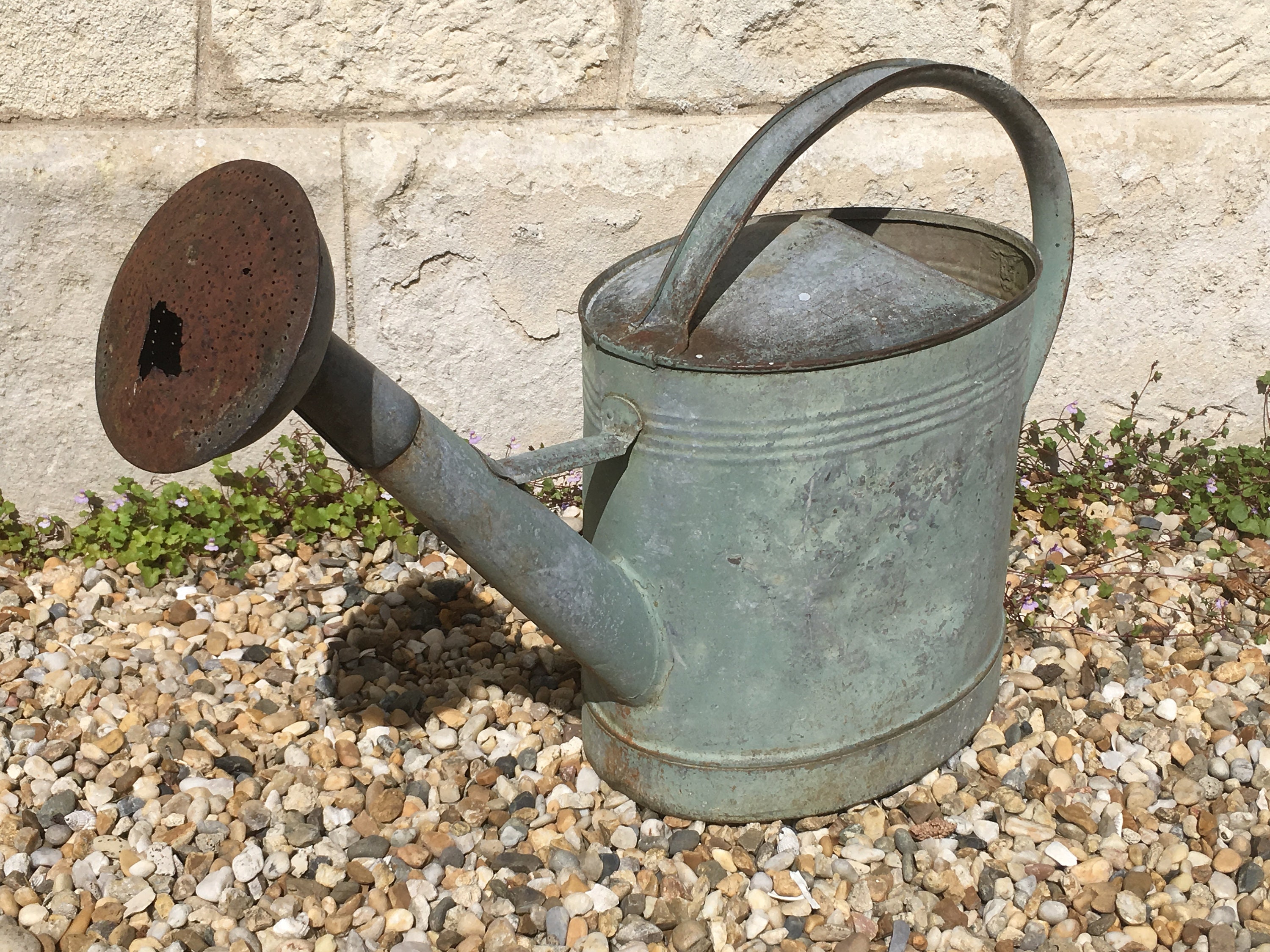 Arrosoir Zinc avec Poire Ancien French Antique Watering Can
