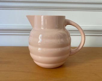 Pichet faïence rose Digoin Sarreguemines ancien French vintage pink earthenware pitcher