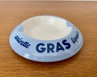 Vintage French Anisette Gras advertising bar ashtray (earthenware)