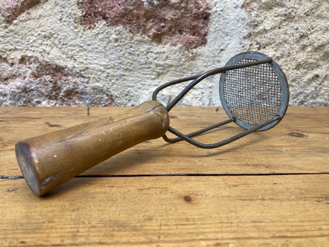 Manual Potato Masher Old French Wood Handle Vintage Antic Etsy