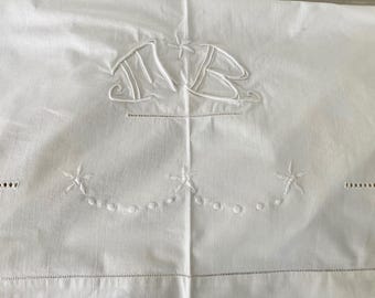 Vintage-Leinenlaken mit französischem Monogramm