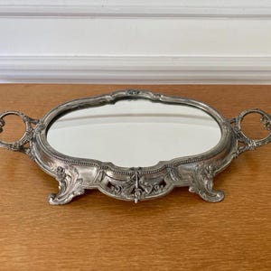 Art Deco-stijl zilveren metalen spiegelblad antieke Franse vintage gespiegelde dranklade Art Deco