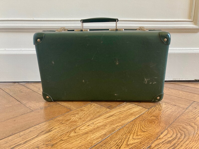 Valise en carton verte ancienne French vintage green cardboard suitcase image 3