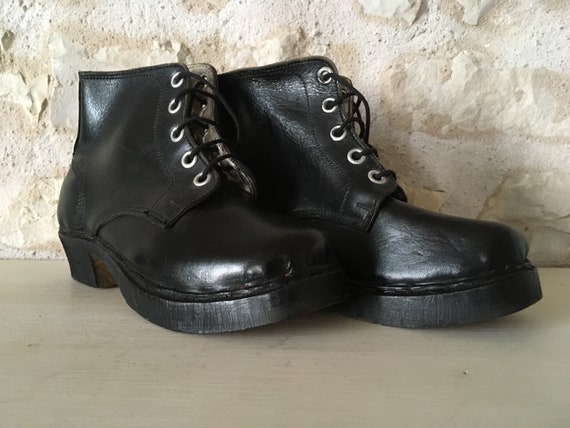 black leather school boots