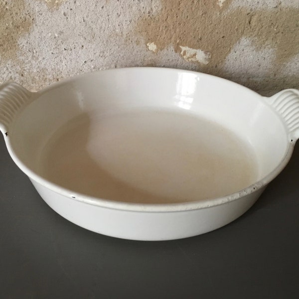 Plat Le Creuset Fonte émaillée Blanc – N°24 – Plat à Gratin Ovale – Occasion