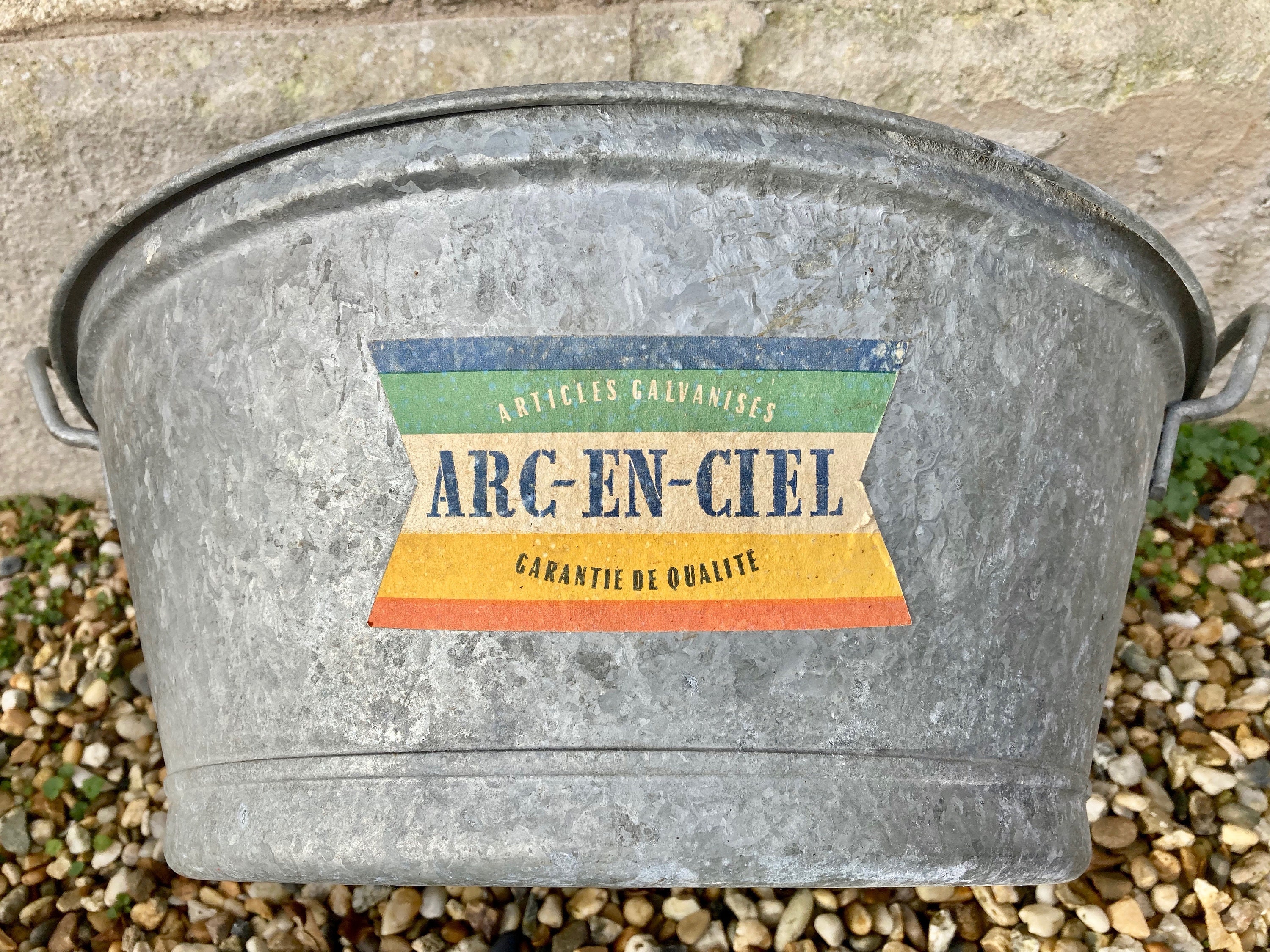 Bassine en Zinc Décoration de Jardin French Vintage Outdoor Basin