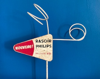 Présentoir publicité rasoir Philips ancienne French vintage adverstising Philips display