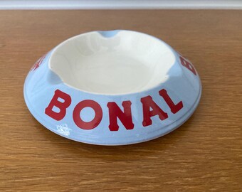 BONAL advertising bistro ashtray, Orchies Moulin des Loups, French vintage advertising bar ashtray, earthenware