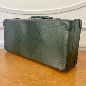 Vintage French green cardboard suitcase