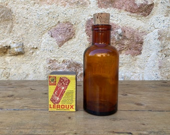 Amber Glass Pharmacy Bottle - French Vintage Amber Glass Apothecary Jar