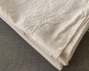 Drap plat lin ancien French vintage linen flat sheet