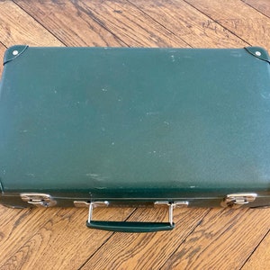 Valise en carton verte ancienne French vintage green cardboard suitcase image 4