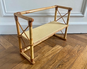 Mensola da parete vintage in bambù e rattan francese