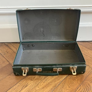 Valise en carton verte ancienne French vintage green cardboard suitcase image 5