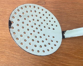Vintage French white enamelled skimmer