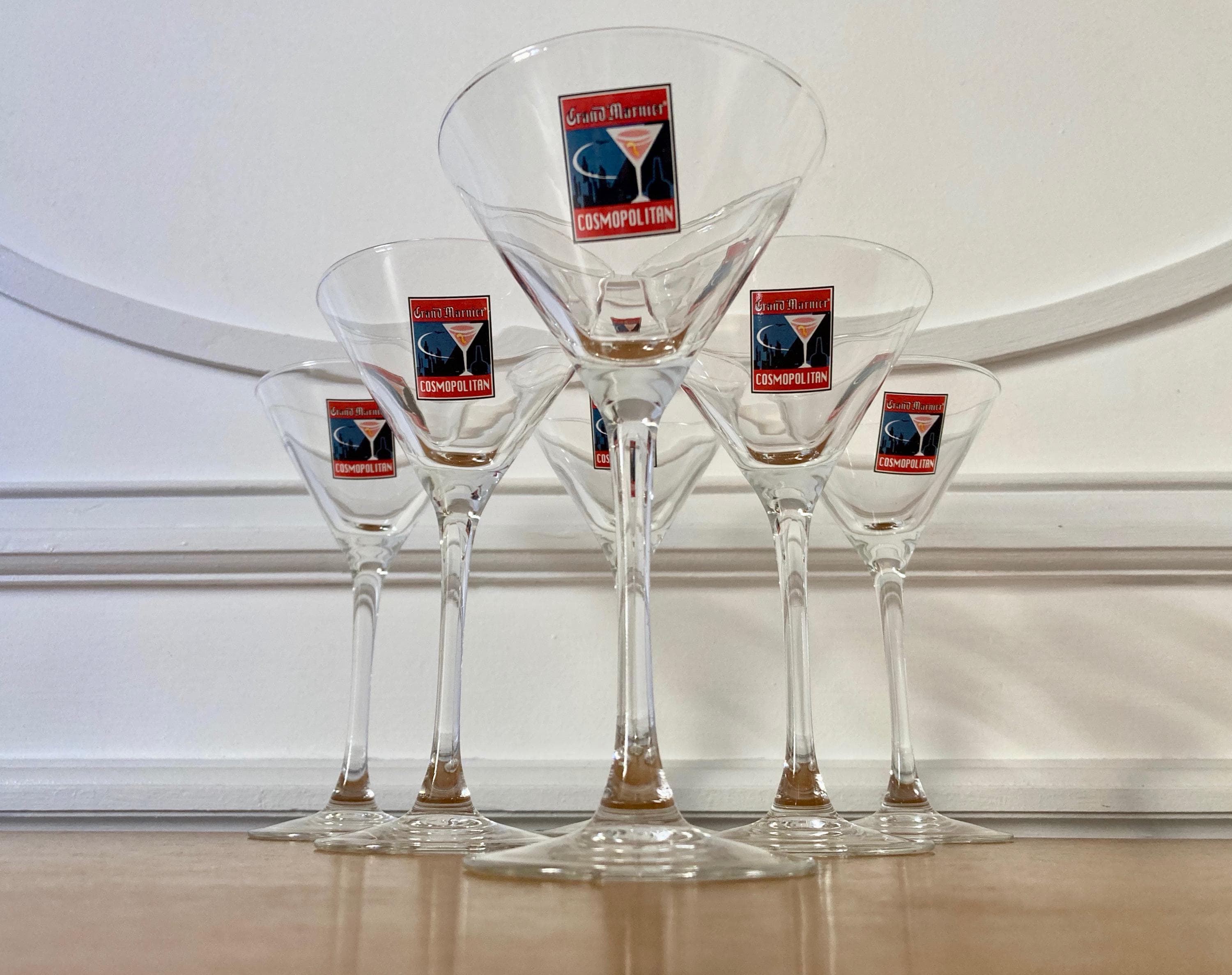 Marie Brizard Cosmopolitan Gläser, antike französische Vintage Cocktailgläser