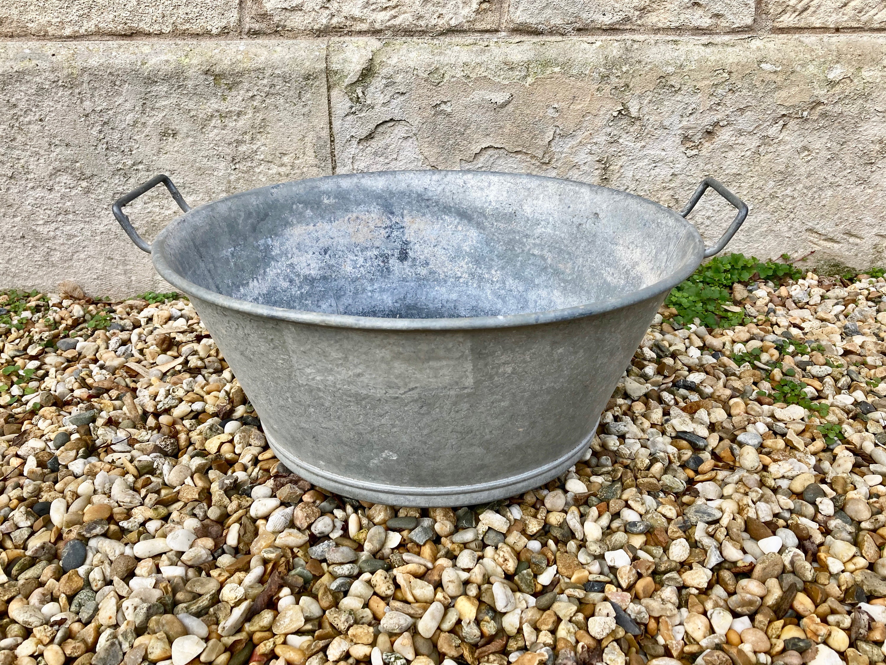 Bassine en Zinc Décoration de Jardin French Vintage Outdoor Basin