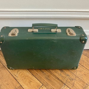 Valise en carton verte ancienne French vintage green cardboard suitcase image 1