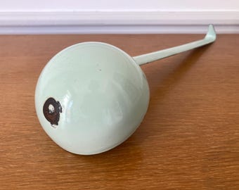 Vintage French white enamelled soup ladle
