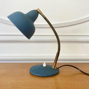 Vintage French industrial blue cocotte desk lamp