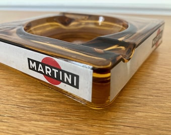 Vintage French amber glass Martini advertising ashtray