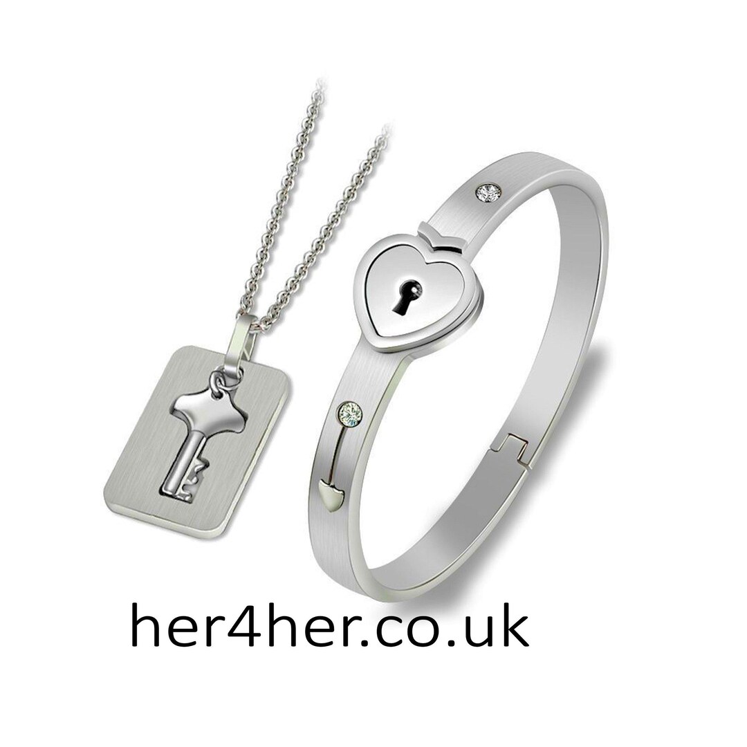 Lockable Heart BRACELET With Key Necklace PERSONALISED Etsy