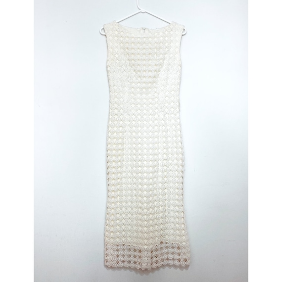 Vintage Cream Daisy Lace Sleeveless Shift Dress, W