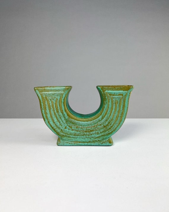 Ewald Dahlskog Doppelseitige Vase Bo Fajans Schweden 1938 Smaragd Steingut Art Deco Mid Century