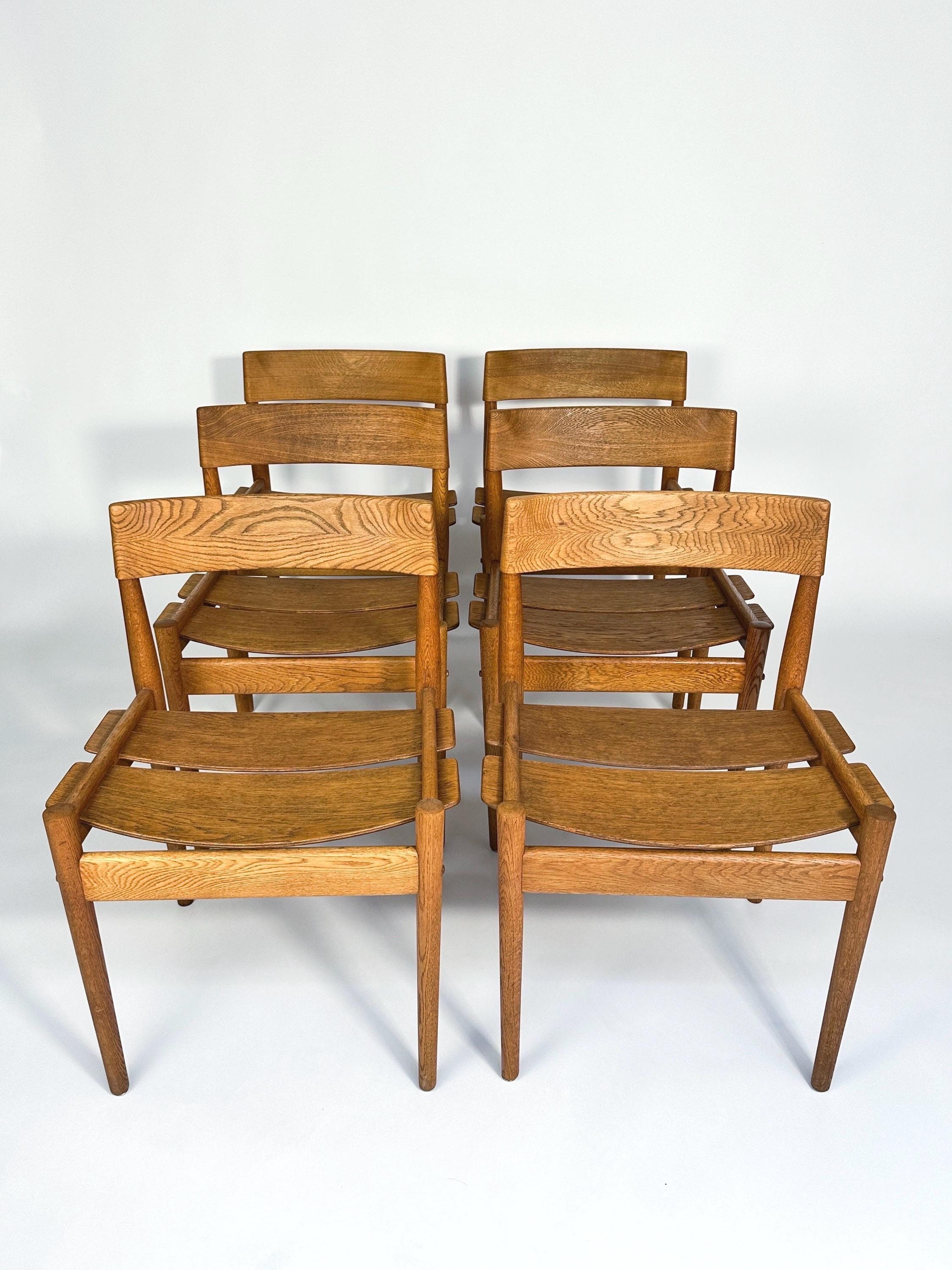 Grete Jalk グレーテ ヤルク P. Jeppesen DENMARK Set of Six Grete Jalk Chairs Oak Poul Jeppesen Denmark