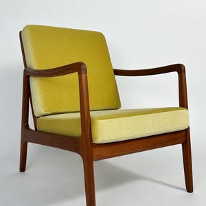 Early Ole Wanscher Lounge Chair Teak France & Daverkosen Denmark New premium Upholstery Dedar Velvet 1950s Design
