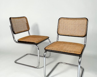 Paar Marcel Breuer Cesca Chairs S32 Thonet Freischwinger Stuhl 1980er Jahre