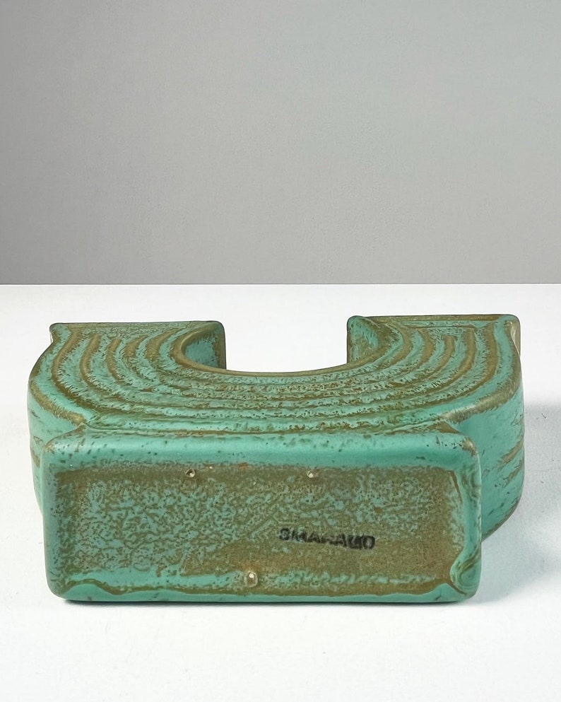 Ewald Dahlskog Doppelseitige Vas Bo Fajans Schweden 1938 Smaragd Steingut Art Deco Mid Century bild 10