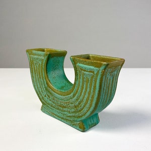 Ewald Dahlskog Doppelseitige Vas Bo Fajans Schweden 1938 Smaragd Steingut Art Deco Mid Century bild 5