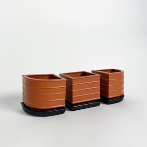 Set of Three Wilhelm Kage Planters Gustavsberg Sweden 1940s Terracotta Pots