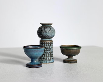 スティグ・リンドベリ ミニチュア花瓶 3個セット ストーンウェア