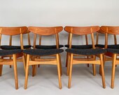 Set of Eight Hans Wegner Chairs CH30 Carl Hansen Son Oak Teak Dining Chairs 1960s Kvadrat