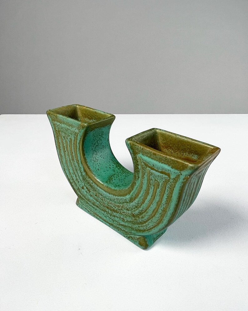 Ewald Dahlskog Doppelseitige Vas Bo Fajans Schweden 1938 Smaragd Steingut Art Deco Mid Century bild 6