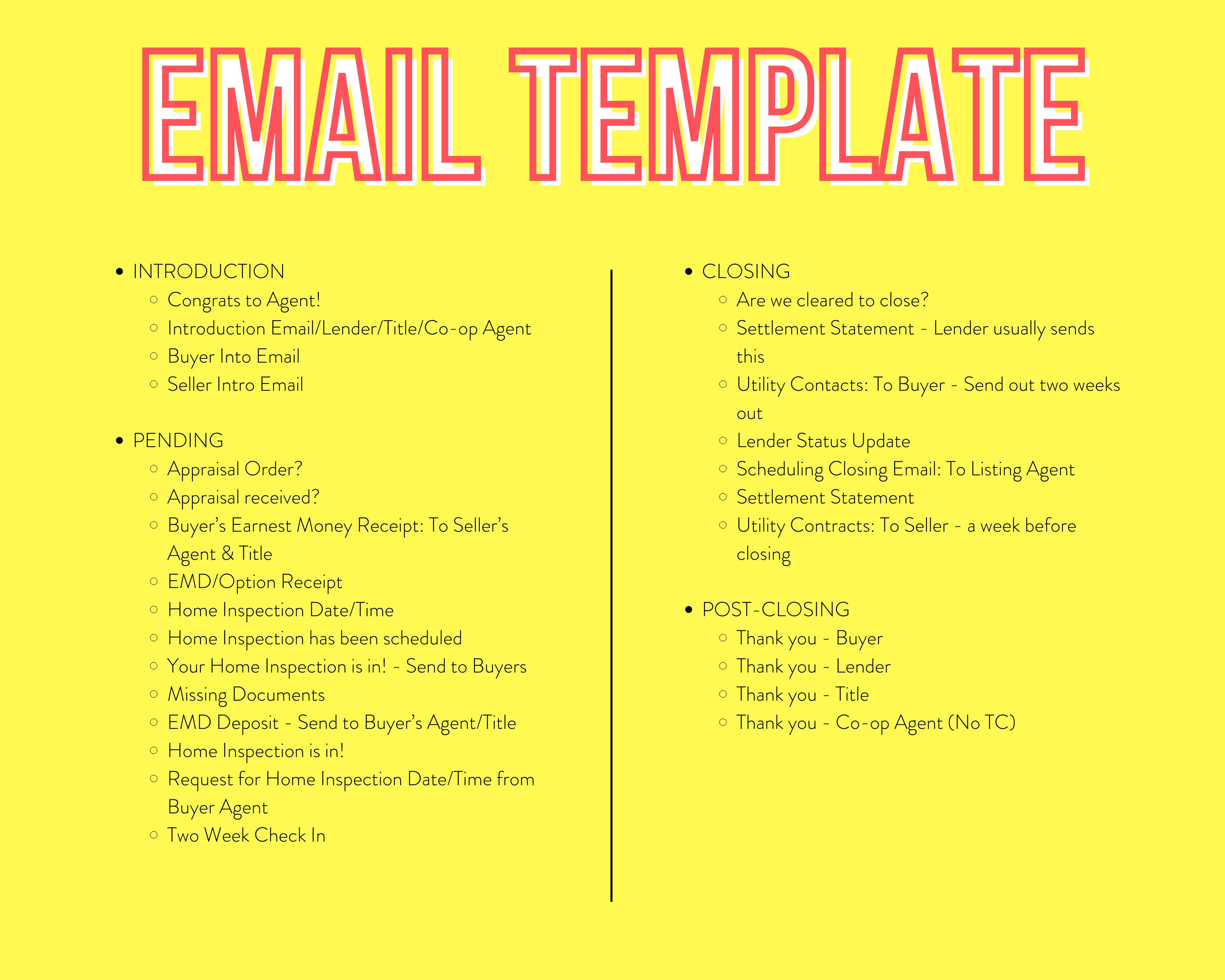 Real Estate Transaction Coordinator Email Bundle Etsy