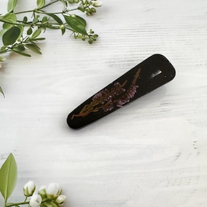 Real Heather Resin Hair Clip: Pressed Flower Alligator Grip, Botanical hair slide