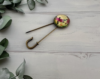 Dragonfly Scarf Pin, Bronze Tone Kilt Pin Brooch, Strong metal Pin badge