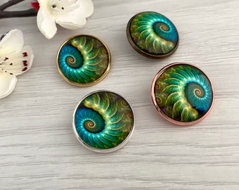 Large emerald green vintage style fossil brooch, Brooches for women in the UK, Brooches for men, Ammonite decorative shawl or lapel pin